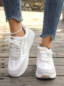 1 双女式运动休闲鞋，前系带，轻便透气舒适平底低帮户外滑板鞋，学生款