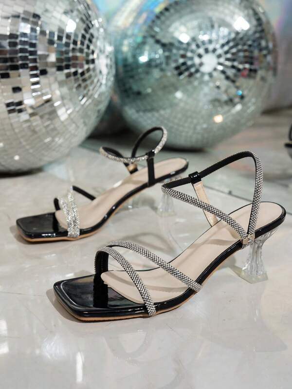 Women's Fine Heel Sandals, 2024 New Summer Open Toe Kitten Heel Strap Slippers, Suitable For Dress, Elegant Block Heel Sandals