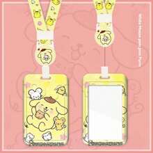 Zestaw 1-częściowy,  z uchwytem na kartę ze smyczą [Autoryzowane] Karta dostępu , Uchwyt na kartę wstępu na imprezę, Klips do zdjęć, Karta autobusowa z tkanej liny, Brelok do przechowywania, Ochronna osłona z kreskówek, Zestaw identyfikatorów służbowych do kontroli dostępu do autobusów i metra, Karta przepustki, Przezroczysta długa zawieszka na smyczy dla pary walentynkowej,