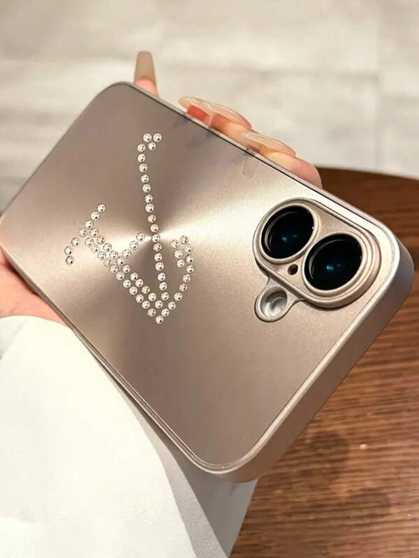[Personalizado] Funda de teléfono personalizada con nombre de lujo con láser y efecto de pavé de cristal rhinestone, compatible con iPhone 16, 15, 14, 13, 12, 11, Pro Max, Plus, con película protectora para lente y cubierta trasera protectora
