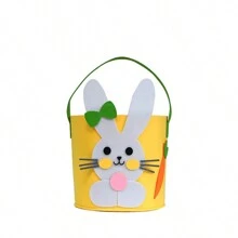 1pc Easter Rabbit Basket, Felt Gift Bag With Handle, Suitable For Easter Party Candy Egg Gift Container