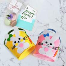 1pc Easter Rabbit Basket, Felt Gift Bag With Handle, Suitable For Easter Party Candy Egg Gift Container