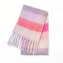 2025 Winter Thick Warm Scarf Women Cashmere Shawl And Wraps Pashmina Neckerchief Bufanda Female Rainbow Hairy Tessel Echarpe New - DS127-04 - Xem 8