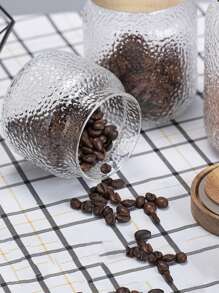 1PC American Style Hammered Glass Sealed Jar, Tea/Coffee/Bean Storage Container With Nut And Grain Organizer