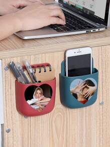 1 pièce Organisateur mural multifonctionnel personnalisé pour téléphone, chargeur, AC, télécommande TV, fournitures de bureau, stylo, table de nuit, bureau, mur, sans perçage, ambiance bohème