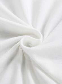 2pcs/Set Teen Girls White Letter & Butterfly Print Short Sleeve Pocket Mini Skirt Suit - White - View 5