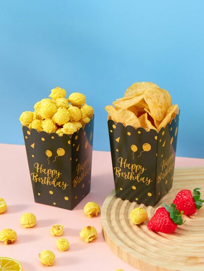 10/24 قطعة من البالونات السوداء والذهبية لأعياد الميلاد، صناديق البطاطس المقلية، أكواب البوب كورن، صناديق البوب كورن، ديكورات لحفلة عيد الميلاد وصناديق الوجبات الخفيفة للغداء، المخبز ومطعم البرغر، حفلة السينما المنزلية