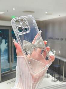 1 Stück TPU Handyhülle mit Strass Schleife für 7/8/SE2/7 Plus/8 Plus/ X/XS/XR/XS Max/11/11 Pro/11 Pro Max/12/12 Pro/12 Pro Max/ 13/ 13 Pro/13 Pro Max/ 14/ 14 Pro/ 16 Plus/14 Pro Max/ 15/ 15 Pro/ 15 Plus/15 Pro Max, Schützendes Handycover