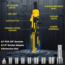 Cordless Ratchet Wrench 3/8", Electric Ratchet Wrench Compatible With DEWALT 20V MAX Battery, 45Ft-Lbs 320RPM With Variable Speed, 3/8" To 1/4" Sealed Head Ratchet, Bare Tool Only Tools