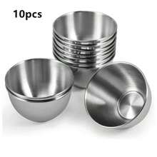 10 Peças Tigelas de Molho de Aço Inoxidável, Mini Pratos de Condimento, Tigelas Redondas para Aperitivos, Molhos, Lanches, Conjunto para uso em Restaurante/Hotel, Suprimentos Escolares