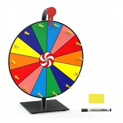 seashpea 1pc Spinning Prize Wheel Tabletop, Spinning Wheel With Heavy Duty Base, Spinning Wheel For Prizes, Prize Wheel With Marker And Erase For Carnival Party Pub Fortune Game