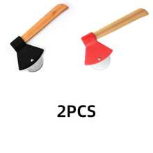 1/2 szt. Zestaw krajalnic do pizzy ze stali nierdzewnej w kształcie topora z uchwytem i ostrym obrotowym ostrzem okrągłym, nadaje się do wałków do krojenia pizzy do ciast, ciasteczek, chleba, ciast itp., do kuchni, jadalni, domowych wypieków małych przedmiotów