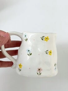 French Handmade Ceramic Coffee Cup, Retro Rose Design Mug, High-Quality Coffee Cup For Afternoon Tea, Milk, Water, Unique Gift Back To School