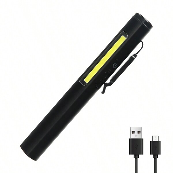 1pc COB Rechargeable Hand Flashlight, Work Light, USB Inspection Lamp, Multi-Function Aluminum Alloy Maintenance Light, UV Penlight