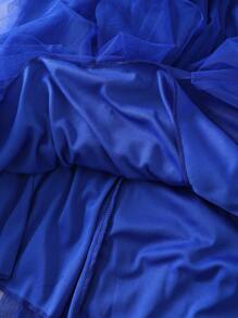 女式不对称波浪分层蛋糕裙，1 件薄纱蓬松裙 - 寶藍色 - 查看 4