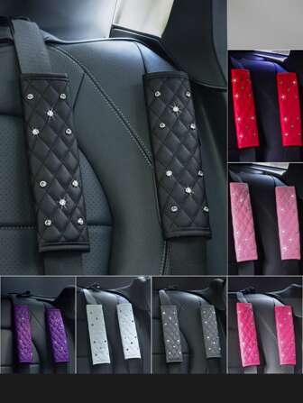 Bling 通用安全带套，钻石闪光安全带垫，适用于女士女孩，水钻水晶汽车安全带套，汽车安全带套肩垫，柔软汽车安全带套安全带肩垫 2 件 1 件，让驾驶更舒适，适用于所有汽车和背包