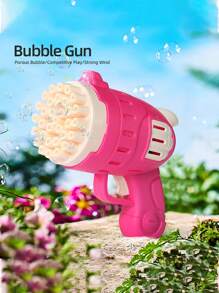 1pc 32-Hole Outdoor Bubble Machine Toy, Handheld Multi-Hole Gatling Bubble Blower With Large Capacity, Suitable For Kids, Preschool, Party, Birthday Gift - Comes With 1 Bottle Of Bubble Solution, Great For Christmas, Halloween, Thanksgiving