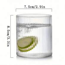 2pcs Nordic Style Glass Cup, Vertical Stripe Transparent Household Tea Cup, Borosilicate Glass Cup Suitable For Living Room, Beverage, Juice, Coffee, Latte