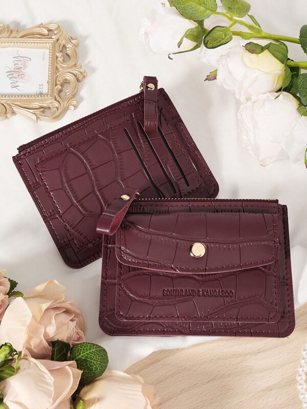 Burgundy Bag Red Bag Wine Red Bag Flip Cover Zipper Small Wallet Coin Pocket Small Bifold Slim Wallet Thin Lightweight Multi Layer Portable ID Card Card Fashion Modern For Anniversary For Christmas On Valentine's Day For Birthday Gift For Gift For Couple For Girls For Lady For Female Bag School Supplies For School Dorm Room & Back To School Card Holder Wallet Business Card Holder Credit Card Holder Women For Women Wallet Mini Wallet Purse Wallet Card Wallet