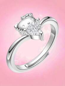 1 件 Sanrio Hello Kitty 心形蝴蝶戒指，优雅时尚，适合日常佩戴或送礼 - 彩色 - 查看 2