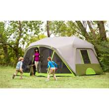 Carpa instantánea de cabina para 9 personas con 2 habitaciones y zona de pantalla, de 14' x 13.5', peso de 30.8 lbs - Verde Oscuro - Ver 8