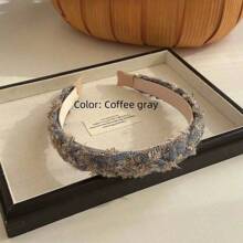 秋冬复古高颅顶发箍韩国新款秋冬粗羊毛格子麻花头箍压发夹 - 彩色 - 查看 5