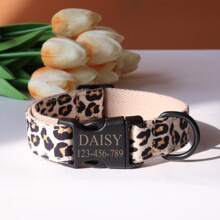 Customized Leopard Print Adjustable Pet Collar With Personalized ID Name Phone Number, Free Engraving, Suitable For Small/Medium/Large Dogs And Cats - Collar - View 8