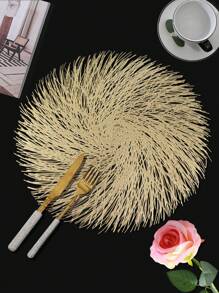 1/4/6 件 PVC 金箔网格餐垫，适用于婚礼派对餐桌装饰、节日宴会餐垫