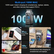 Portable Powerstation,296Wh 80000mAh Solar Generator Quick Charge In/Out PD 100W,With LED Flashlight,Lithium Battery For Home Backup,Power Outages,And Outdoor Camping