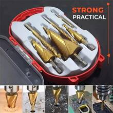 Kit 6 Titanium HSS Conical Step Drill Bits With Case - Gold - View 1