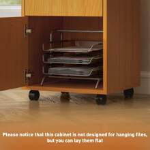HOMCOM 60cm Filing Cabinet With Drawer, Open Shelf, Metal Handles And 4 Wheels, Office Home Organiser Mobile Printer - Brown - View 7