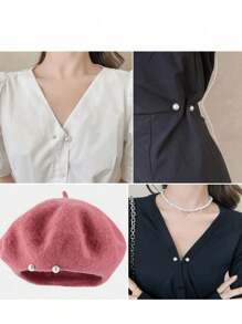 2 Sweaters, Scarves And Hats Clip Neckline Brooches, Faux Pearl Brooches For Women And Girls, Fashion Decorative Pins For Clothes, Jackets And Pants Birthday