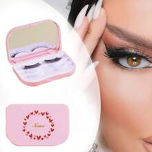 Spersonalizowane imię Kobiety Fałszywe etui na rzęsy Organizer z lustrem Sztuczne pudełko do przechowywania rzęs Uchwyt Ochronne przenośne narzędzia kosmetyczne z nazwą Dostosuj spersonalizowany wzór Akcesoria podróżne, na plażę wakacyjną, kolekcję łazienkową, kolekcję sypialni, duża pojemność - Różowy - Zobacz 5