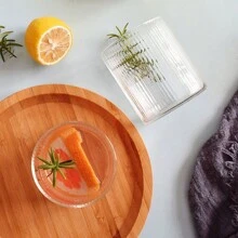 2pcs Nordic Style Glass Cup, Vertical Stripe Transparent Household Tea Cup, Borosilicate Glass Cup Suitable For Living Room, Beverage, Juice, Coffee, Latte