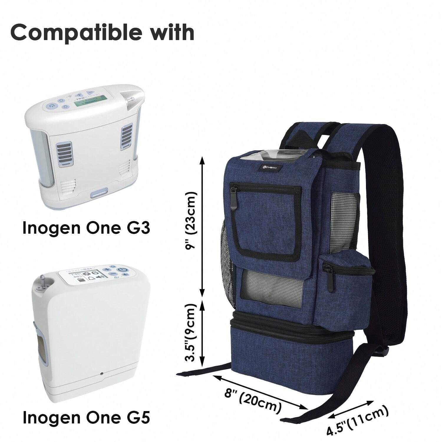 Sac à Dos Pour Concentrateur D'oxygène Inogen One G5 Et Rove 6 - Portable, Léger (376 G), Avec Poches | Pour Voyages, Sorties, Maintien De L'appareil En Sécurité