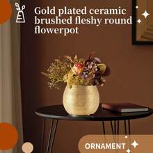 Ceramic Plant Pot Planter Unique Gold-Plated Creative Flower Pot Succulent Flowerpot Flower Vase Plant Pot