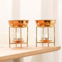 1 Peça Queimador de Aromaterapia de Aço Inoxidável com Quatro Pernas, Queimador de Óleo Essencial com Tigela Destacável, Queimador de Incenso Noturno, Queimador de Aromaterapia, Difusor, Fragrância Exquisita, Difusor de Aromaterapia Versátil e Derretedor de Cera para Decoração de Casa, Quarto, Sala de Estar - Multicolorido - Visão 6