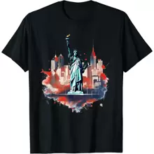 New York City Downtown Skyline Statue Of Liberty NYC Men's Summer Casual T-Shirt, Comfortable - Breathable, Soft, Slightly Stretching, Street Hip Hop Style T-Shirt 100% Cotton All-Season Wear Individuality Unisex Top 220g