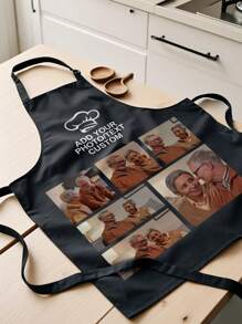 1pc Custom Apron With Photo And Text, Gifts For Dad, Personalized Photo Apron, Personalized Mother's Day Gift Waterproof Apron, Customized Funny Picture Chef Cooking Kitchen Apron, Customize Photo, Logo, Picture, Text, Chef Cook Apron, Ideal Gift For Valentine's Day, Father's Day, Mother's Day Birthdays, Anniversaries, Unique Gift For Women, Chef, Mom, Dad, Husband, Girlfriend, Boyfriend, Weddings, Christmas, Gift For Him, Gift For Her