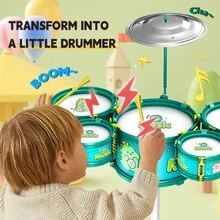 Juego de batería para niños pequeños, Juego de batería de jazz para niños con taburete, Juegos e instrumentos musicales, Regalo de cumpleaños, Navidad, Pascua para niños y niñas - Ver 3
