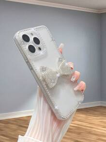 1 Stück TPU Handyhülle mit Strass Schleife für 7/8/SE2/7 Plus/8 Plus/ X/XS/XR/XS Max/11/11 Pro/11 Pro Max/12/12 Pro/12 Pro Max/ 13/ 13 Pro/13 Pro Max/ 14/ 14 Pro/ 16 Plus/14 Pro Max/ 15/ 15 Pro/ 15 Plus/15 Pro Max, Schützendes Handycover