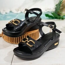 Summer New Platform Thick Sole Casual Vacation Lightweight Comfortable Women Sandals, Plus Size