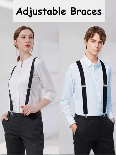 1pc Adjustable Suspenders, Stretch Braces For Men And Women, Trouser Suspenders, Pants Braces Autumn-Winter Accessories Halloween Costume,Suitable For Teens, Youth,Men,Casual, Outdoor, Athletic, Vacation, Graduation Gifts, Birthday, Daily Wear