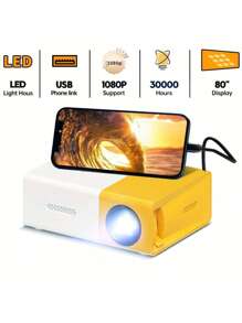 1 Pieza Proyector Pequeño Y Portátil Led Hd 1080p Para Cine En Casa