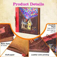 OUR ADVENTURE BOOK A Big Adventure Book 12x12 Inch Scrapbook Photo Album, 60 Pages, 3D Retro Embossed Letter Hardcover Movie Up Travel Journal Memory Book For Couples, Best Friend Gift