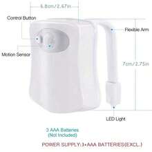 1pc Motion Sensor Toilet Night Light, 8 Color Changing Toilet Light, LED Night Light, Bathroom Decor, Bathroom Accessories (Battery Not Included) - White - View 6