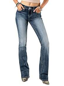 European And American Women's Jeans High-Waisted Straight Leg Denim Slimming All Stretch Straight Leg Long Pants - 藍色 - 查看 3