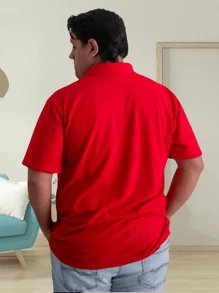 Men Plus Size Polo Shirts - Đỏ - Xem 2