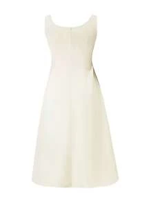 ZANZEA Women Square Neck Sleeveless Tank Sundress Summer Holiday Party A-Line Swing Midi Dress - Màu be - Xem 5