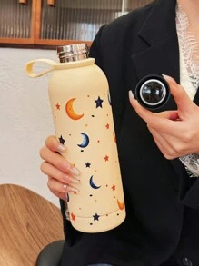 1 Stück 500ml/16.91oz Isolierbecher mit Sternen- und Mond-Motiv, hält Getränke heiß/kalt, Outdoor Sportflasche, Camping Becher, Reisebecher, Edelstahl, Auto Becher, geeignet für Schulanfang, Valentinstag, Muttertag und andere Feiertage, Geburtstagsgeschenk
